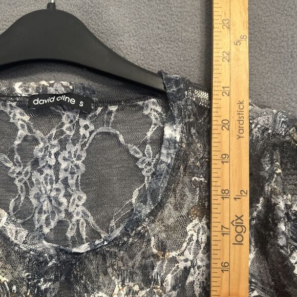 David Cline Sheer Lace Mesh Top Size Small Blue Fairy Grunge Whimsigoth Y2K - Picture 4 of 6